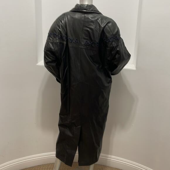 Laurence Roy Mid Length Vintage 80’s Leather Coat Black Size S/P - Picture 2 of 15